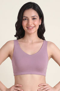 Zivame Double Layered Non Wired Full Coverage Bralette - Mauve Shadows — thumbnail 1